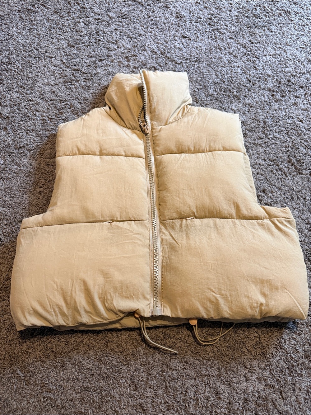 Womens Puffer Vest in Beige - Lightweight Warmth